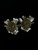 Vintage Miriam Haskell GP Pearlized Poured Pressed Glass Floral Clip On Earrings