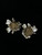 Vintage Miriam Haskell GP Pearlized Poured Pressed Glass Floral Clip On Earrings