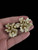 Vintage Miriam Haskell GP Pearlized Poured Pressed Glass Floral Clip On Earrings