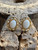 Vintage MCM Gold Plated Oval Opal Post Back Earrings .5"