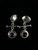 Vintage Sterling Taxco Mexico Round Black Onyx Bar Dangle/Drop Earrings 2”