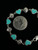 Vintage Sterling Flower Heart Sleeping Beauty Turquoise Chain Link Bracelet 7”