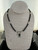 Vintage Sterling Boho Tribal Cabochon Black Onyx Beaded Pendant Necklace 23”