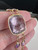 Vintage 14k Gold Large Cushion Cut Amethyst Chain Link Toggle Bracelet 9.5”