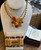 Vintage Carnelian Quartz Pearls Gemstone Flower Blossom Pendant Necklace 19”