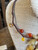 Vintage Carnelian Quartz Gemstone Orange Flower Spray Necklace Earrings Set 19"”
