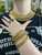 Vintage Monet 4 Row Statement Bib Design Chain Link Gold Plated Necklace Bracelet Set 16"