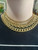 Vintage Monet 4 Row Statement Bib Design Chain Link Gold Plated Necklace Bracelet Set 16"