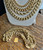 Vintage Monet 4 Row Statement Bib Design Chain Link Gold Plated Necklace Bracelet Set 16"