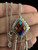 Vintage Sterling Q.T. Quoc Multi Gemstone Inlay Squash Blossom Pendant Necklace