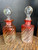 Antique Baccarat Perfume Bottle Pair w Stoppers Rose Tiente Cadmium Swirl 5.5”