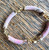 Vintage Chinese Pink Rhodochrosite Link Motif Panel Gold Plated Bracelet 7.5”