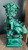 Vintage Green Glazed Ceramic Chinese Foo Dog Guardian Statue