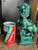 Vintage Green Glazed Ceramic Chinese Foo Dog Guardian Statue