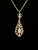 Vintage 14k Gold Ornate Pear Cut Opal Dangle Pendant Necklace 18.25"