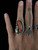 Vintage Sterling Navajo Large Red Coral Handmade Leaf Bean Shaped Ring Sz 6.5