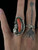 Vintage Sterling Navajo Large Red Coral Handmade Leaf Bean Shaped Ring Sz 6.5