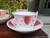 Antique 1840's Pink Lustreware Teacup & Saucer Set (5) - Staffordshire