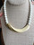 Vintage Trifari 1970's Gold Plated Enamel  9.5mm White Beads Swirl Necklace 17”