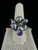 Vintage 14k Gold Baroque Tahitian Pearl Amethyst Cluster Dangle Ring Sz 8.5