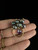 Vintage 14k Gold Baroque Tahitian Pearl Amethyst Cluster Dangle Ring Sz 8.5