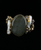 Vintage Sterling Handmade Brutalist Multi Gem Labradorite Cuff Bracelet 6.5”