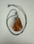 Vintage Sterling Silver Large Baltic Amber Leaf Pendant Necklace 23.5”