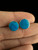 Vintage Sterling Silver Circle Turquoise Post Back Stud Earrings