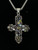 Vintage Sterling Silver Large Multi Gemstone Rainbow Cross Pendant Necklace 31”