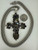 Vintage Sterling Silver Large Multi Gemstone Rainbow Cross Pendant Necklace 31”