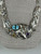 Vintage Sterling Silver Artisan Brutalist Handmade Multi Gemstone Link Necklace