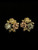 Vintage 14k Gold Tri Tone Rose Flower Earrings .5”