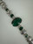 Vintage Sterling Silver Bali Malachite Green Spinel Filigree Link Bracelet
