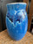 Vintage Studio Pottery Vase Blue Drip Glaze Handmade Signed A Z 8 3/8” High