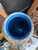 Vintage Studio Pottery Vase Blue Drip Glaze Handmade Signed A Z 8 3/8” High