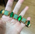 Vintage Early D&E Juliana Seguso Murano Glass Green Gold Flecks Bracelet  7.25"
