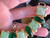 Vintage Early D&E Juliana Seguso Murano Glass Green Gold Flecks Bracelet  7.25"