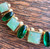 Vintage Early D&E Juliana Seguso Murano Glass Green Gold Flecks Bracelet  7.25"