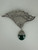 Vintage Sterling Silver Dangle Chalcedony Marcasite Filigree Fan Brooch/Pin 3"