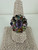 Vintage Sterling Silver Large Multi Gem Flower Cocktail Ring 8.5