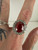 Vintage Sterling Large Oval Double Halo Orange Red Topaz White Quartz Cocktail Ring 8.25