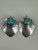 Vintage Sterling Silver Navajo Kingman Turquoise Large Shell Earrings 2”