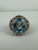 Vintage Sterling Silver Bali Designed Large Blue Topaz Floral Cocktail Ring Sz 9