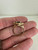Vintage 14k Gold Oriental Brutalist Garnet Stick Bark Ring Sz 5