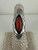 Vintage Sterling Silver Handmade Navajo Red Coral Elongated Ring Sz 7.75