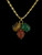 Vintage 12k Gold Filled Triple Scarab Carved Gemstone Pendant Necklace 15.5”