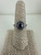 Antique Art Deco 14k White Gold Sapphire Pave Diamond Ring 7.75