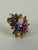 Vintage 14k Gold Linde Star Sapphire Ruby Cluster Floral Cocktail Ring 7