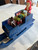 Antique German Wooden Putz Santa Sleigh & Reindeer Miniature Handmade Marked