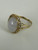 Vintage MCM 14k Gold Pink Rose Quartz Oval Unique Filigree Ring 7